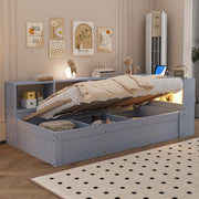 Letto singolo multifunzione 90x200 cm con LED e vani
