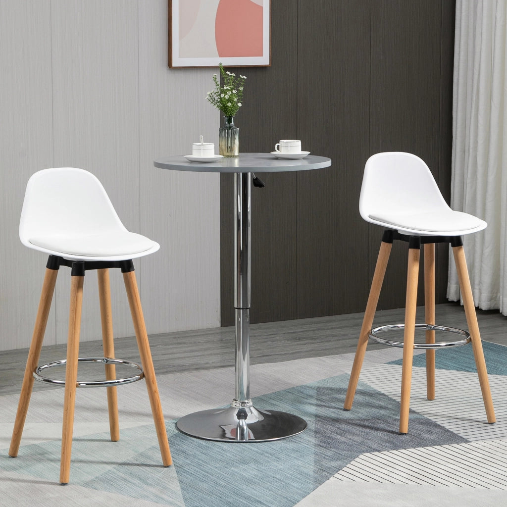Sgabelli da Bar 2 Pezzi con Schienale ¨C zephmum ¨C Legno e Plastica, Bianco