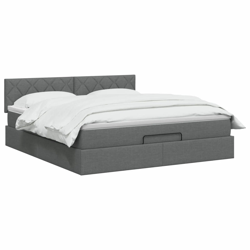 Letto Ottomano con Materasso e LED Grigio Scuro 140 x 200 cm 3456996