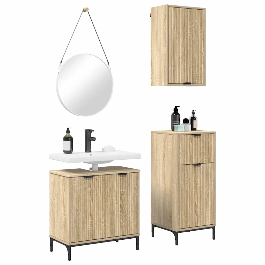 Set di mobili per il bagno con cassetto 3 pcs rovere sonoma