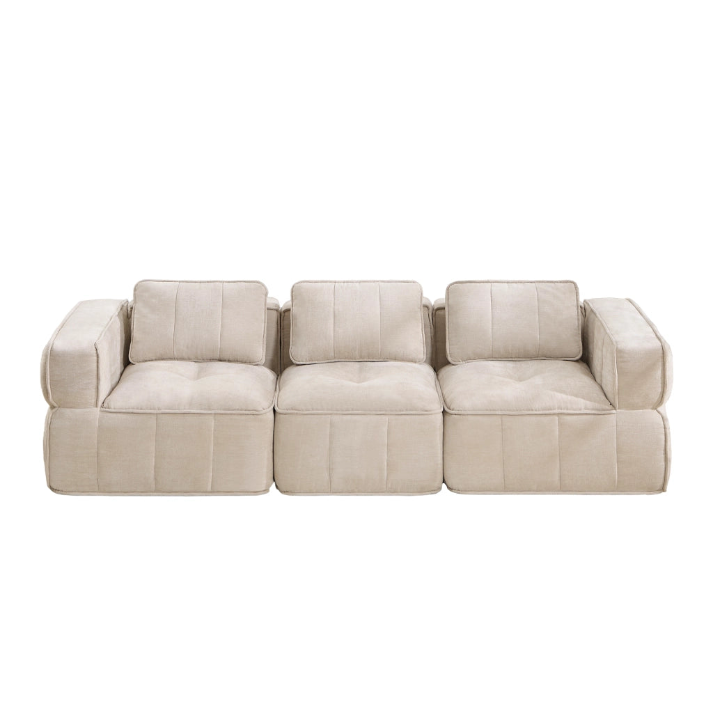 Divano modulare 3 posti - con seduta profonda e design senza telaio - poliestere beige