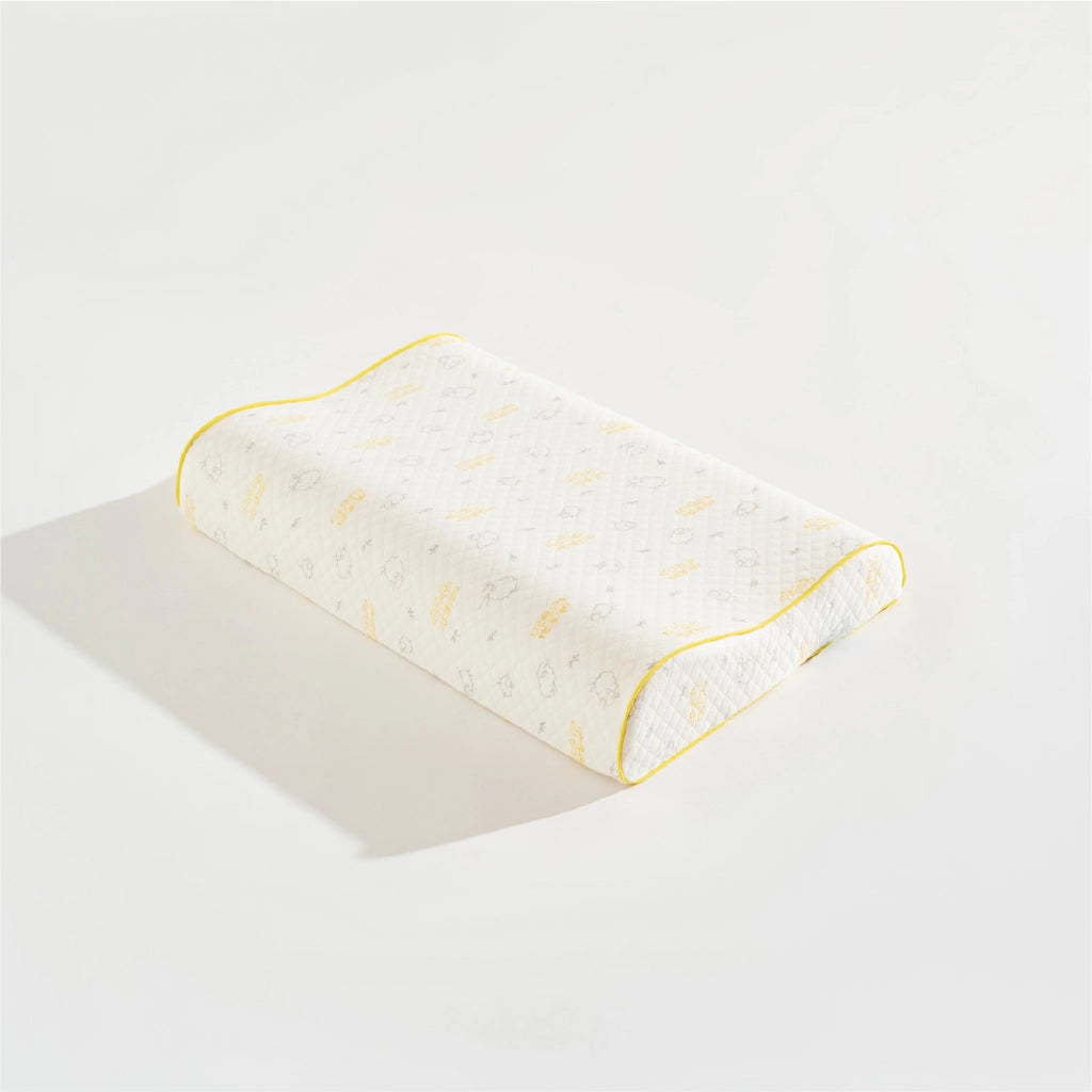 Cuscino Bambini Memory Foam Doppia Onda 47x32 cm (Altezza 6/8 cm) – Supporto Testa e Collo, Traspirante, Federa Sfoderabile Lavabile, Design Ergonomico per Sonno Confortevole