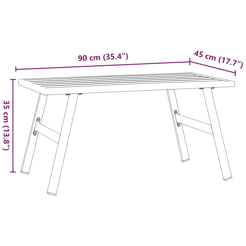 Tavolino da Giardino-Tavolo da Esterno-Tavolino da Patio Nero 90x45x35cm Acciaio Verniciato Polvere
