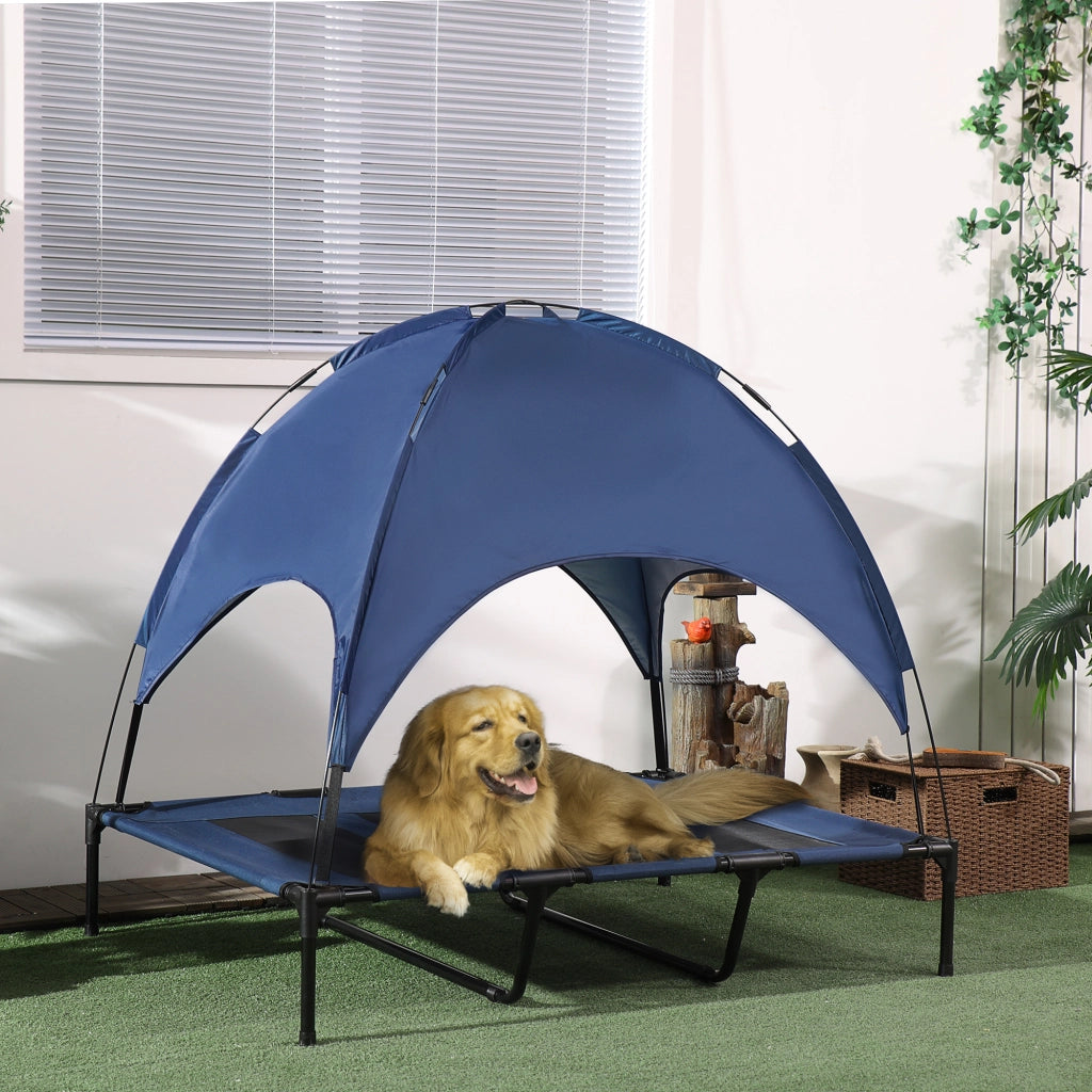 Cuccia per Cani Esterno con Baldacchino ¨C Zephmum ¨C Blu e Nero 122x92x108 cm
