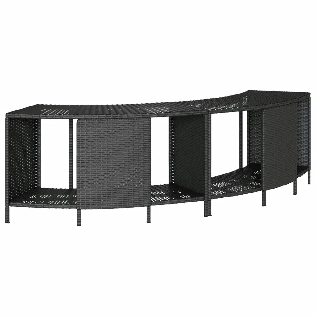Bordo per Spa Nero in Polyrattan e Legno Massello di Acacia 3270644