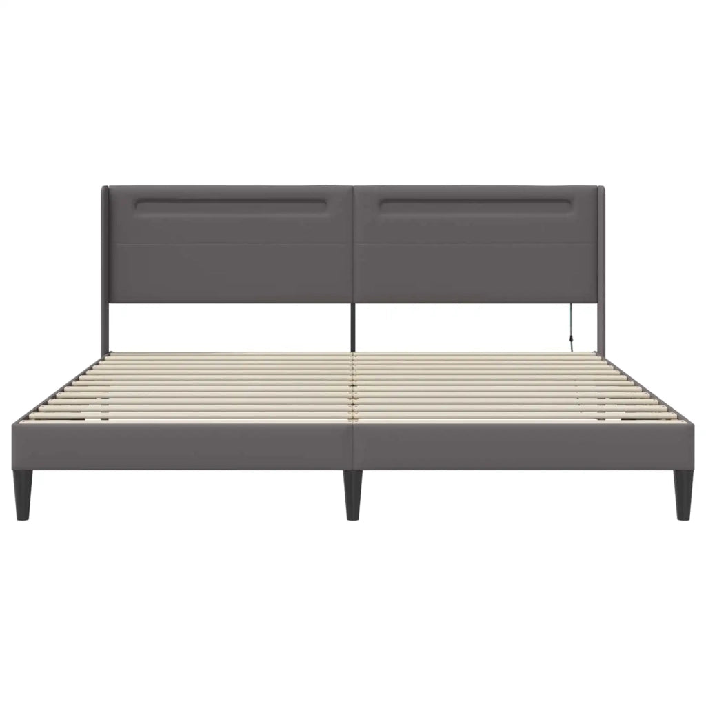 Struttura del letto con testiera-Giroletto Grigio 200 x200 cm Similpelle