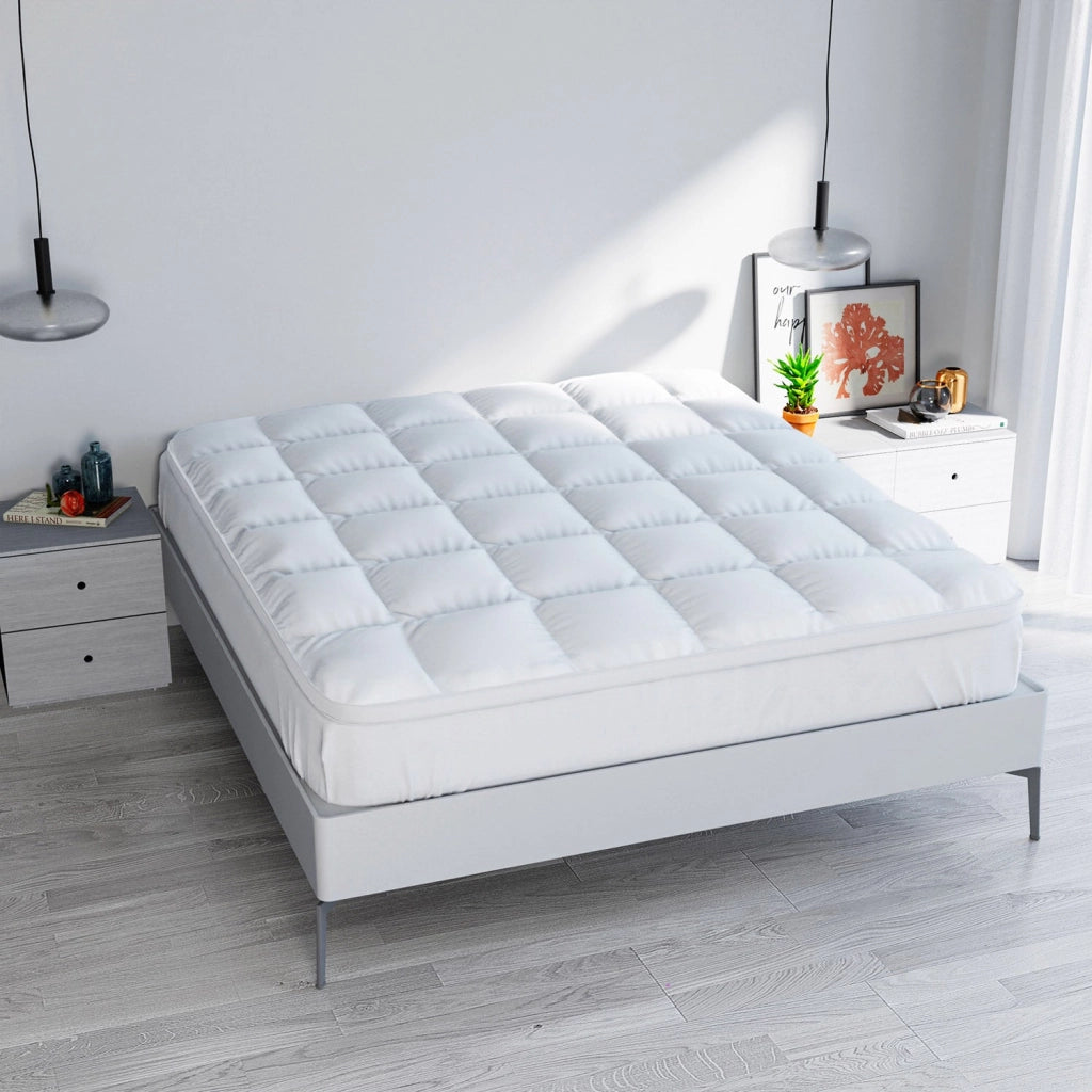 Topper Matrimoniale Trapuntato 800 gr/mq con Fascia Coprimaterasso Morfeo Bianco
