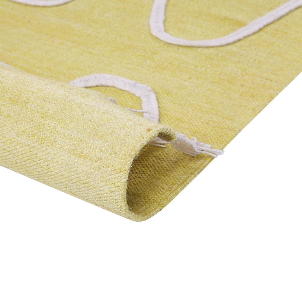 Tappeto giallo 80 x 150 cm poliestere con nappe stile boho soggiorno camera da letto