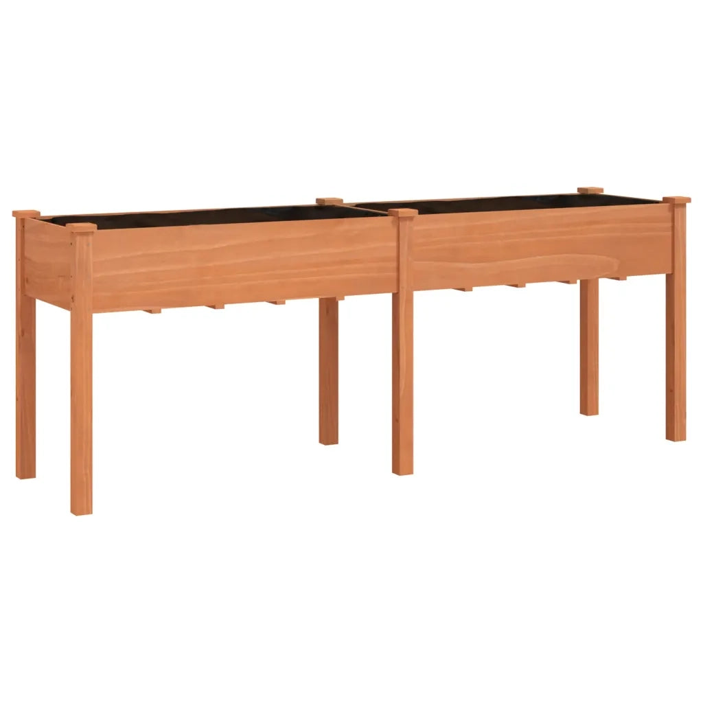 Fioriera con Fodera-Vaso-Contenitore per Piante Marrone 203x53x76cm Legno Massello di Abete