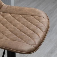 Set 2 Sgabelli da Bar con Altezza Regolabile e Girevoli, Rivestimento in Finta Pelle, Marrone Scuro