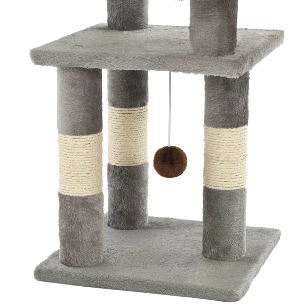 Tiragraffi albero per gatti cuccia per gatti peluche in sisal 65 cm grigio 3702042