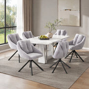 Sedia da Pranzo Set da 6 Girevole a 360° con Design Ergonomico in Velluto Grigio