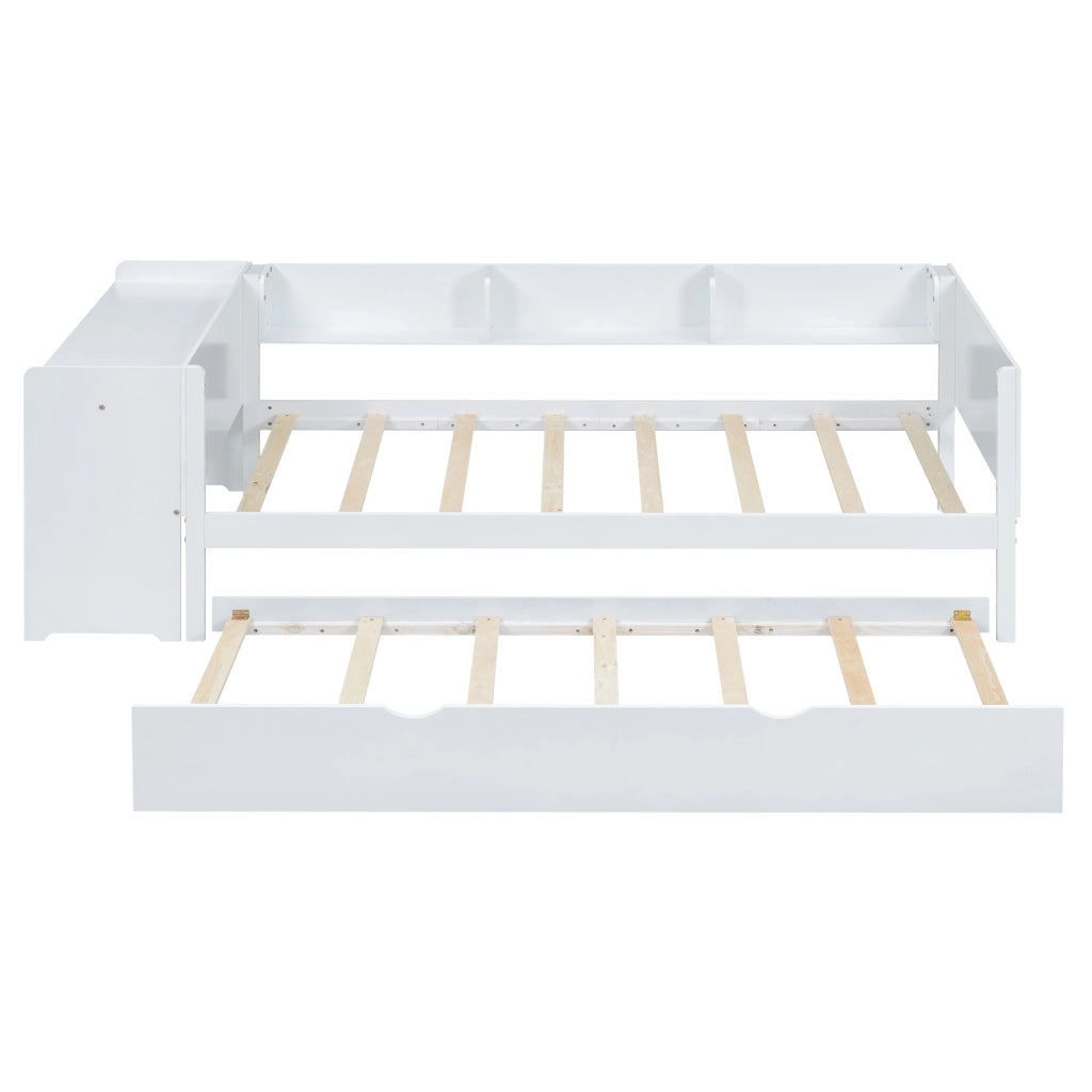 Letto Singolo con Letto Estraibile e Scrivania ¨C MINIMAL ¨C Bianco 90x200