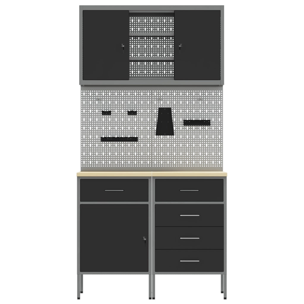 Set da Lavoro 5 Pezzi in Acciaio Nero