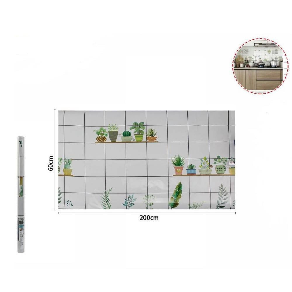 Trade Shop - Rotolo Adesivo Per Muri Effetto Parete Con Piantine Carta Parati 60cmx2mt 70864 -