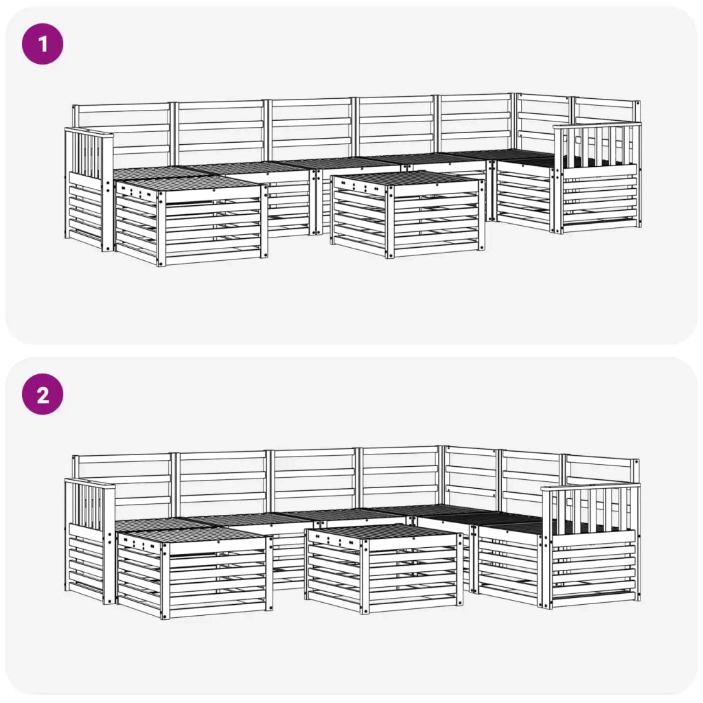 Set di divani da esterno 8 pcs Naturale