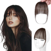 Pony Clip-In con Frange, Color Donkerbruin, con Riflessi, Estensioni di Capelli Artificiali in Capelli Realistici per Donne, Ideali per l'Uso quotidiano