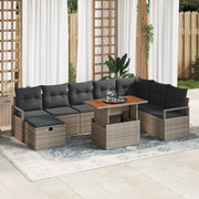 Set di SofÃ  da Giardino  9 Pezzi con Cuscini Rattan Grigio