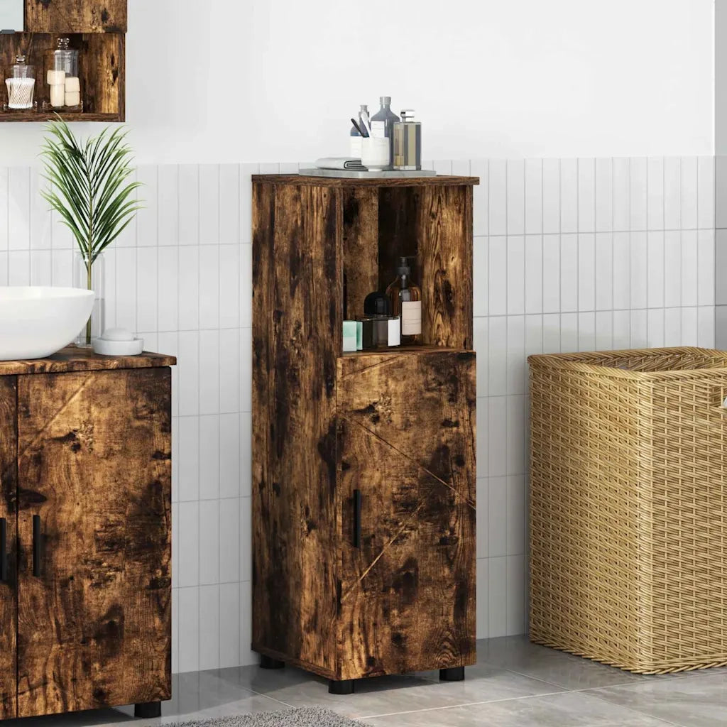 Mobile da Bagno con archiviazione Rovere fumé 30 x 35 x 95 cm
