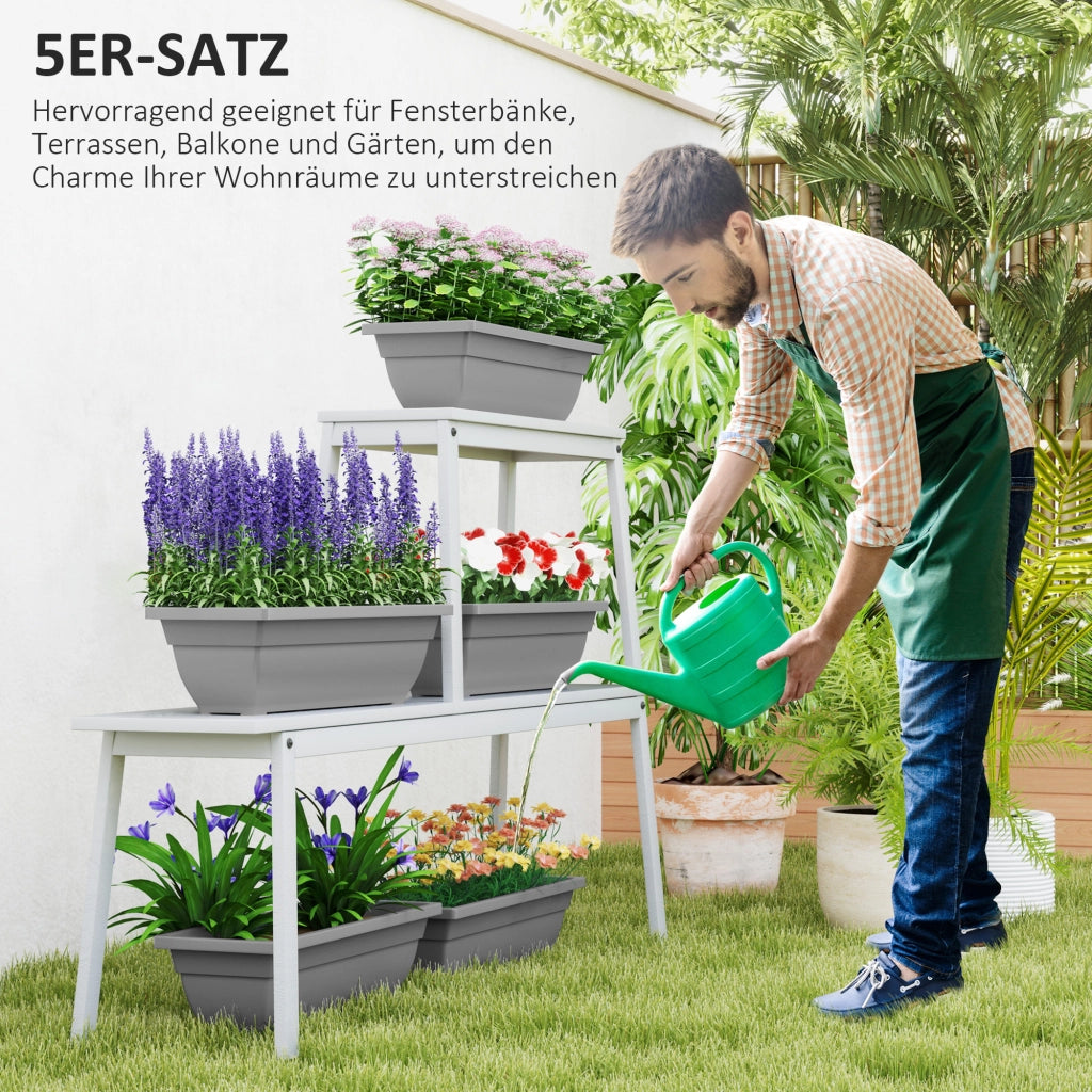 VASI Set da 5 pezzi in plastica grigio 59x21x16 cm impilabili