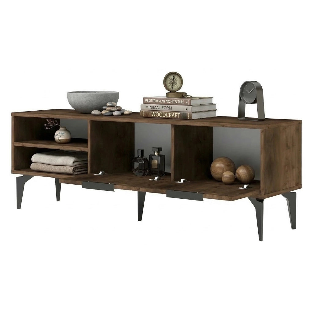 Sambuci, Mobile Porta tv un Ripiano, 160x30x50h cm Marrone Noce