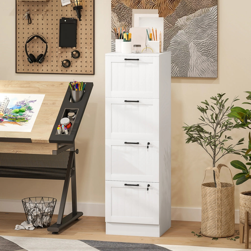 Cassettiera con 4 Cassetti ¨C zephmum ¨C Bianco 40x40x131 cm