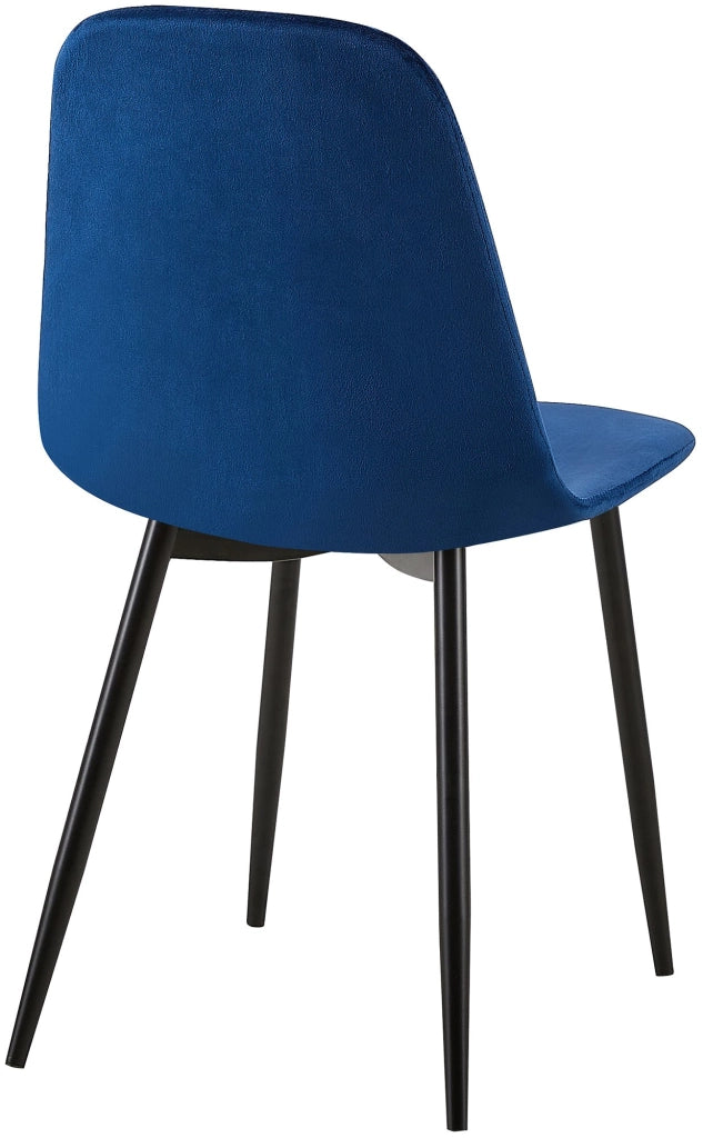 Sedia Giverny con cuciture decorative Velluto,blu