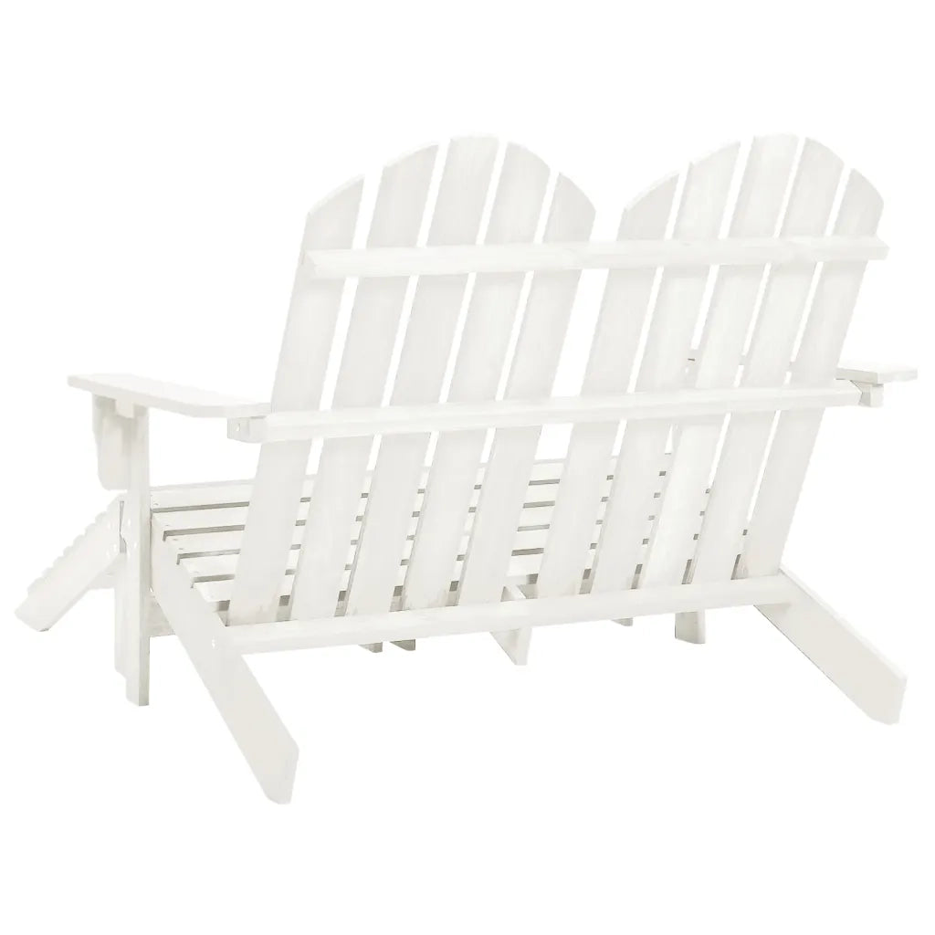 Sedia da Giardino a 2 Posti con Pouf in Legno di Abete Bianca 315909