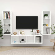 Set Mobile TV 3 pz-Set di 3 Credenza per TV Bianco in Truciolato 922288