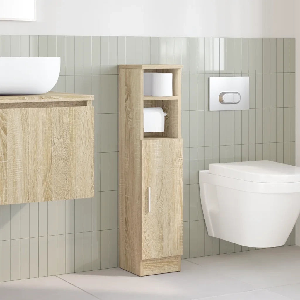 Mobile da Bagno | Armadio da bagno con Portarotolo Rovere Sonoma 20,5x22x90 cm