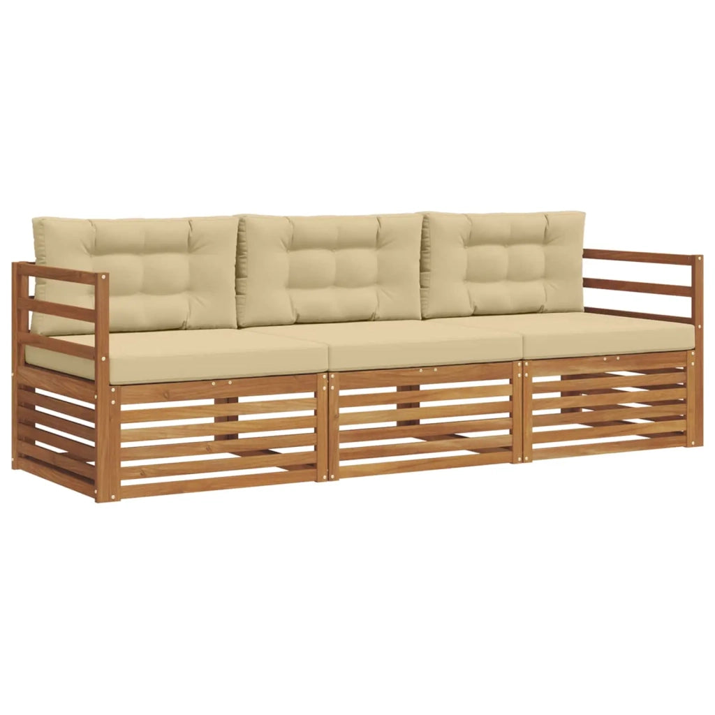 Set di divani da esterno con cuscino 3 pcs Naturale e Beige