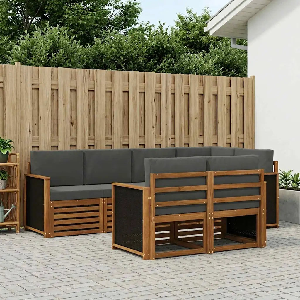 Set divano sezionale con cuscino 6 pcs Naturale e Antracite
