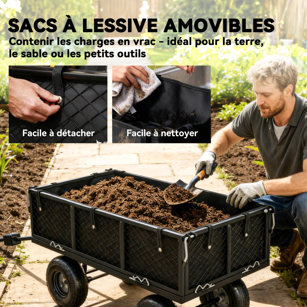 Carrello da giardino ¨C zephmum ¨C 300 kg, nero