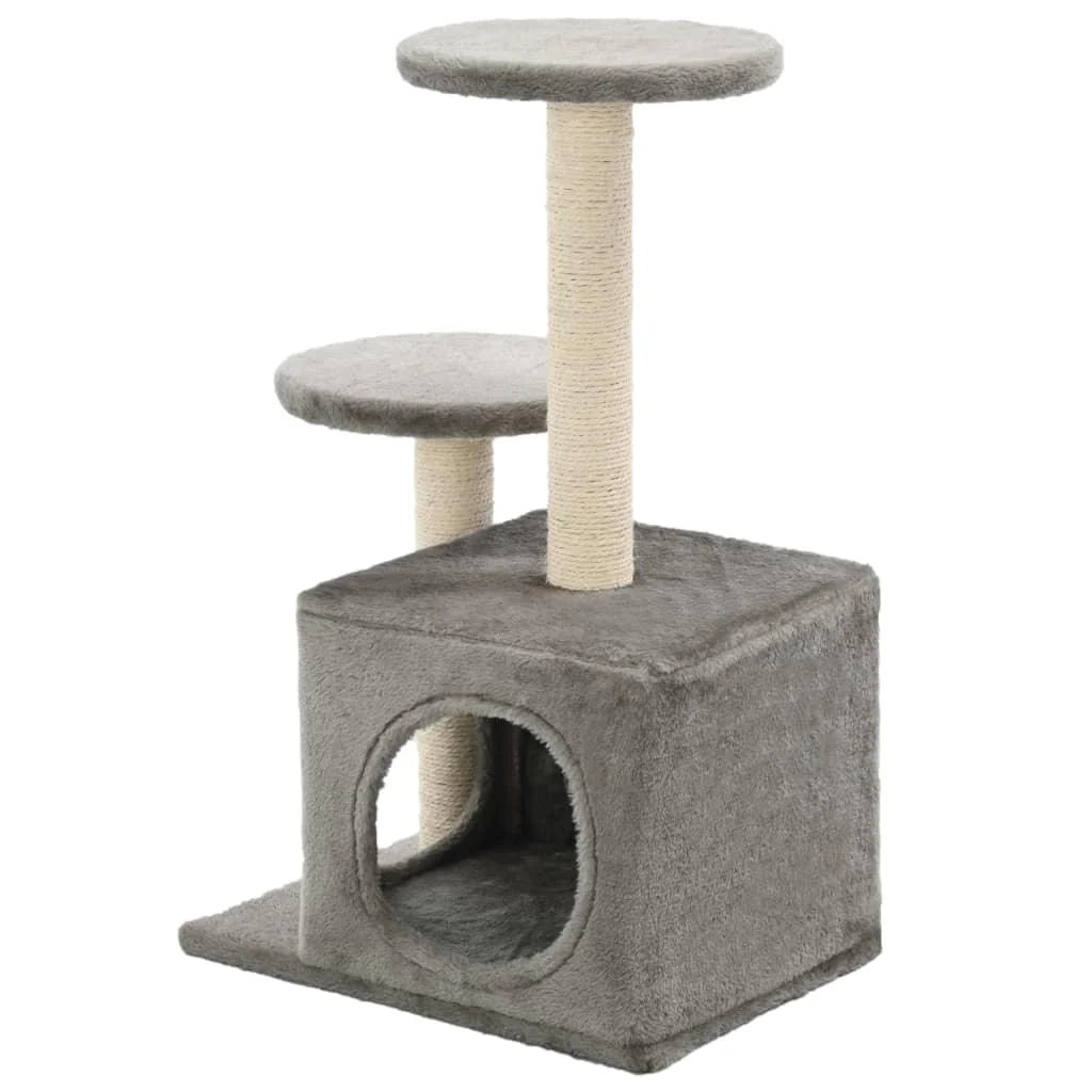 Tiragraffi albero per gatti cuccia per gatti peluche in sisal 60 cm grigio 3702218