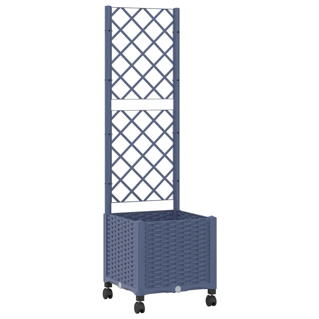Vaso da giardino con grigliato e ruote Blu Grigio PP 3422921