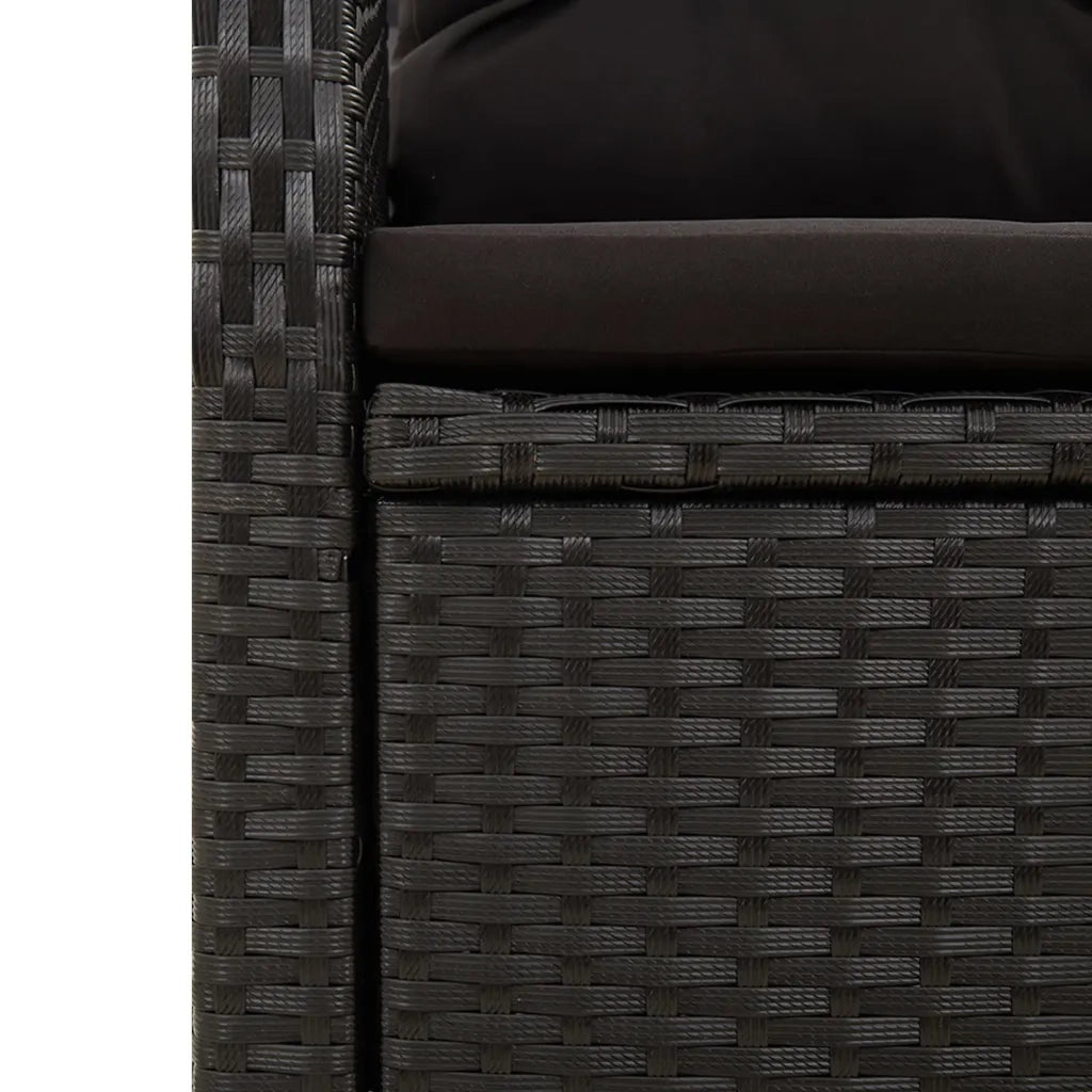 Set da Pranzo da Giardino 9 pz con Cuscini Nero in Polyrattan 3157605