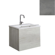 Mobile Lavatoio Sospeso Vasca Zeus in MineralMarmo Apertura a Cassettone 60x48x50 cm Grigio Cemento