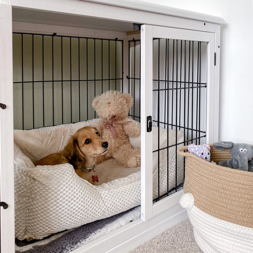 Casetta per Cani Legno Acciaio ¨C zephmum ¨C Bianco 58.5x81x66cm