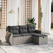 Set Divani da Giardino 4 pz con Cuscini in Polyrattan Grigio 3264066