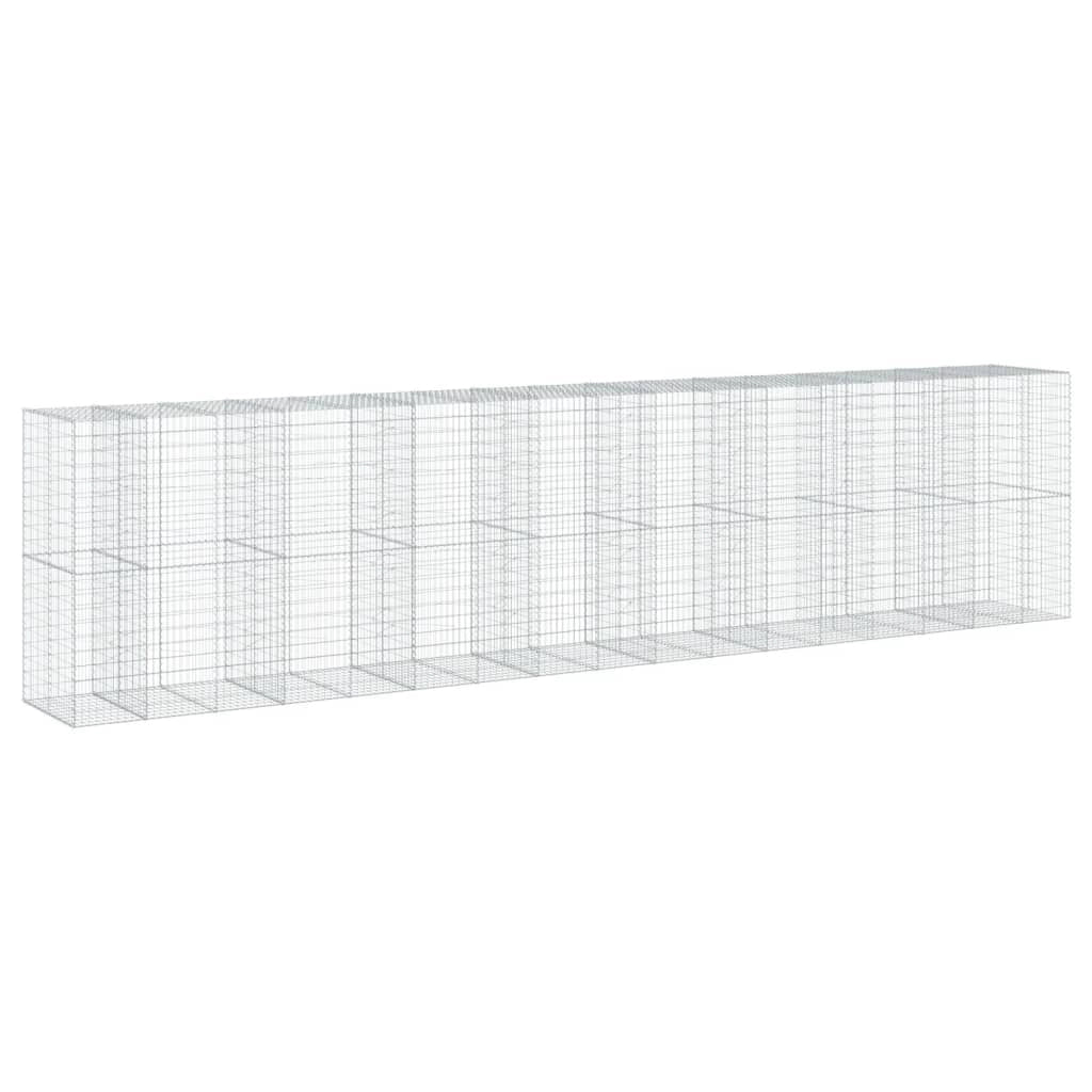 Gabbione recinto a gabbia muro di contenimento con coperchio 850 x 100 x 200 cm ferro zincato argento 02_0040208