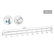 Trade Shop - Appendiabiti A 10 Ganci Posti Attaccapanni A Parete 60x3,5 Cm Bagno Cucina 58026 -