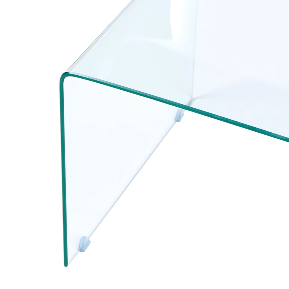 Set di 2 tavolini a nido in Vetro Trasparente Rettangolare stile Minimalista soggiorno