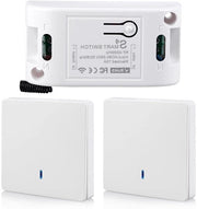 Impianto di illuminazione wireless con 1 ricevitore e 2 interruttori - Interruttore senza batterie con tecnologia cinetica