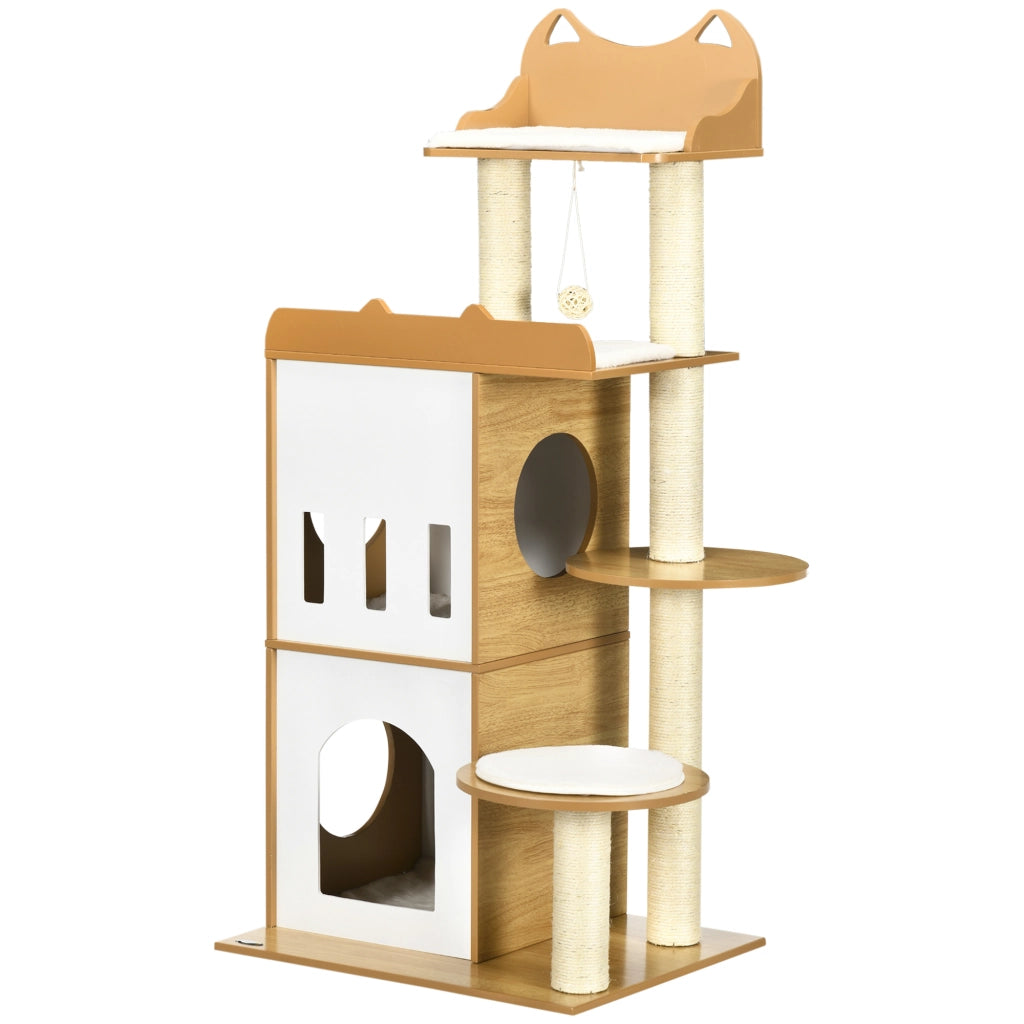 Albero per Gatti con Tiragraffi e 2 Casette ¨C zephmum ¨C 60x48x133 cm