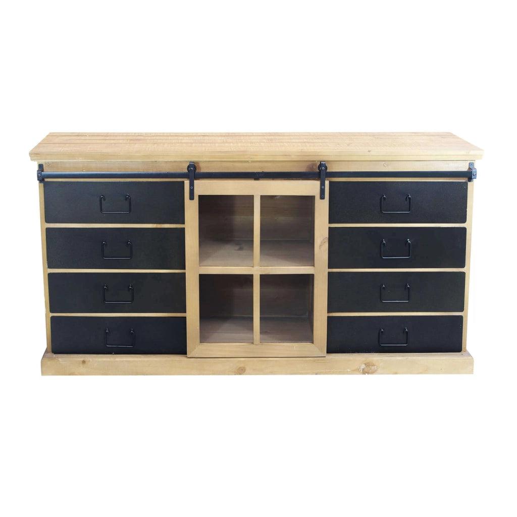 Madia Industrial in Acciaio Legno cm 147x42 3x75 - JERRARD