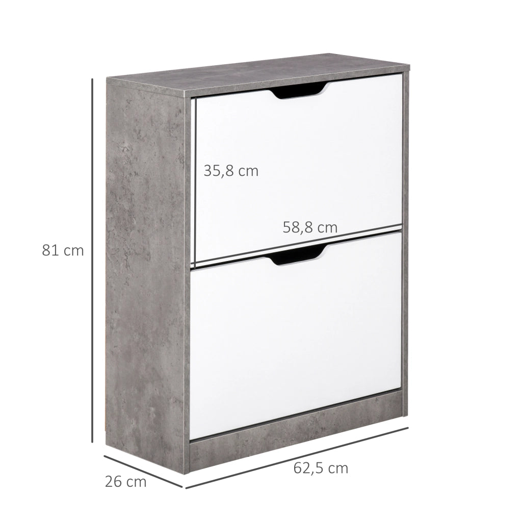 Scarpiera con ante ¨C zephmum ¨C grigio e bianco 62.5x26x81 cm