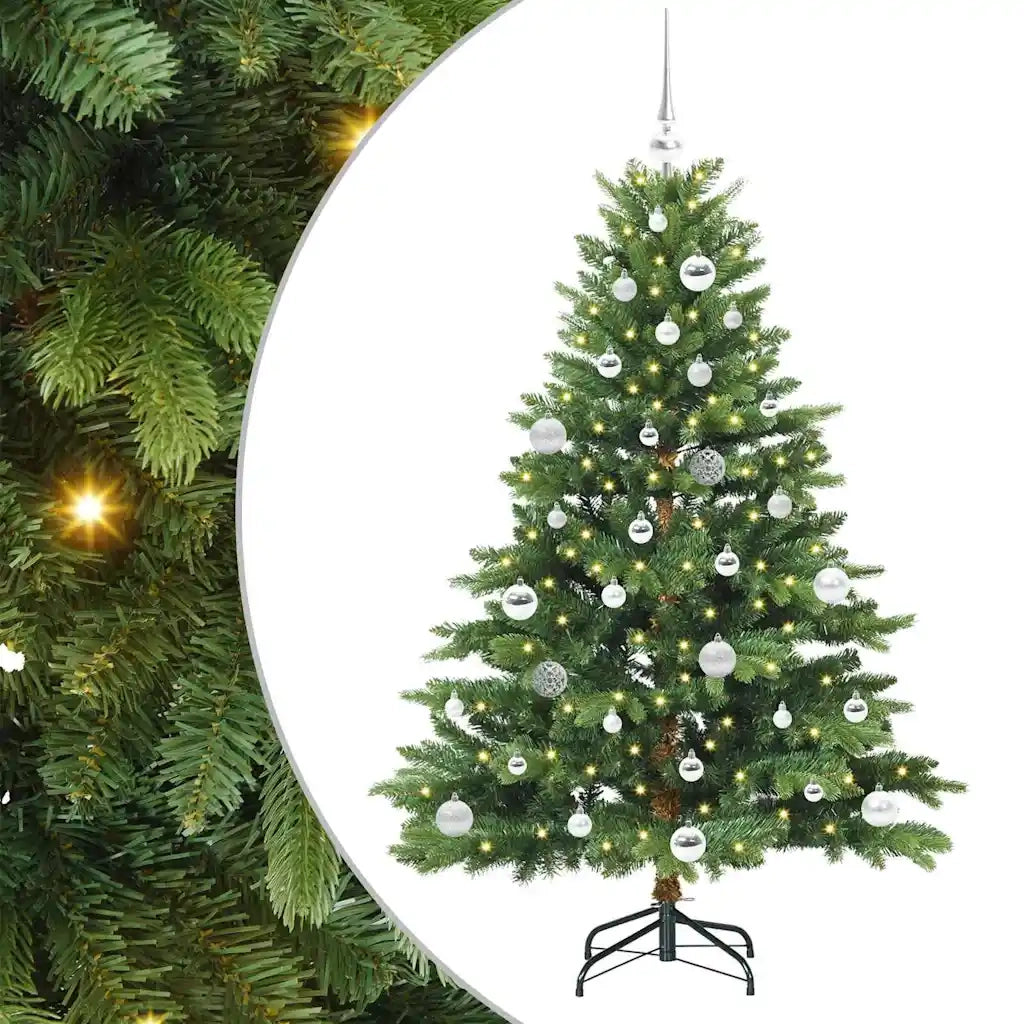 Albero di Natale | Decorazioni natalizie artificiale con 150 LED Verde 150 cm PE e PVC