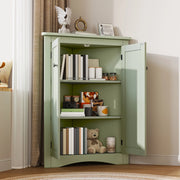 Armadietto angolare da bagno con 2 ante e 3 vani, in MDF laccato, verde, per bagno cucina soggiorno, 61,5 × 80 cm