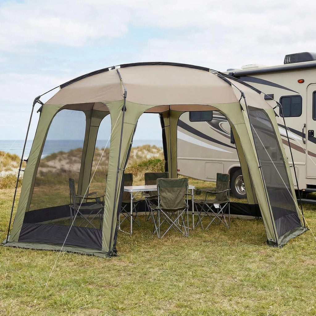 Tenda da Campeggio Pieghevole, Tenda da Esterno per 6-8 Persone con Zanzariera, 8 Corde Antivento, 16 Picchetti, Borsa per il Trasporto per Giardino e Cortile, 380 x 355 x 255 cm