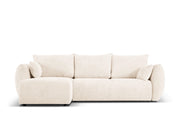 Cosmopolitan Design - Divano convertibile angolare sinistro con contenitore "Matera" 4 posti in ciniglia beige chiaro 
